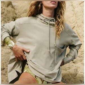 Free People FP Movement Hot Shot Hooded Layer in Sage Stone